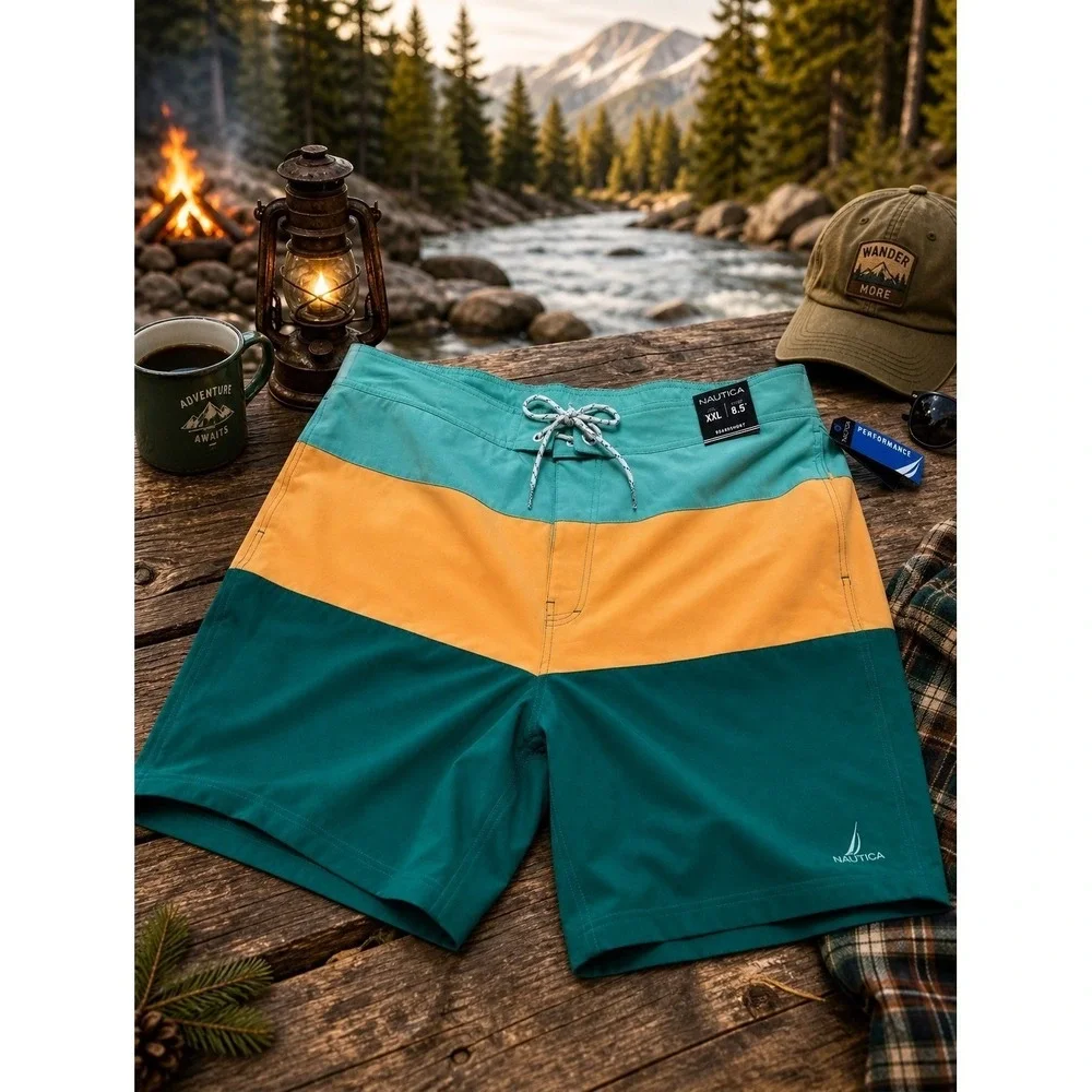 Nautica Men's‎ XXL Colorblock Board Shorts Swim Trunks 8.5